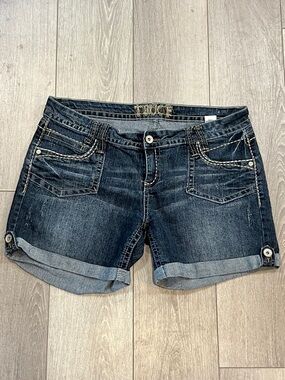 Dark Blue Women's Denim Cuffed Jean Shorts